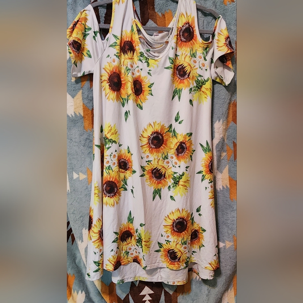 Sunflower Print Women's Dress